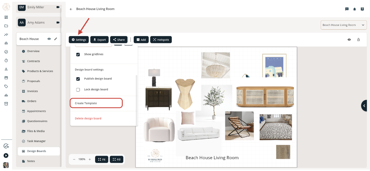 Creating a Design Board Template